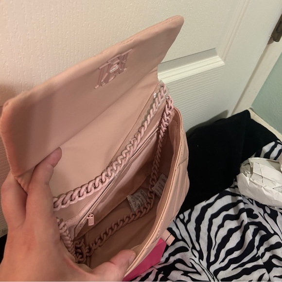 Blush pink quilted Badgley Mischka small studded bag - Picture 3 of 5